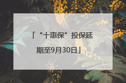 “十惠保”投保延期至9月30日