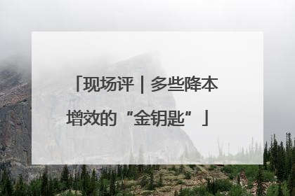 现场评｜多些降本增效的“金钥匙”