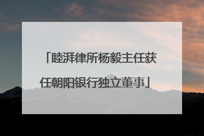 睦湃律所杨毅主任获任朝阳银行独立董事