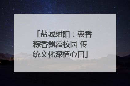 盐城射阳：囊香粽香飘溢校园 传统文化深植心田