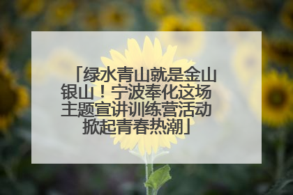 绿水青山就是金山银山！宁波奉化这场主题宣讲训练营活动掀起青春热潮