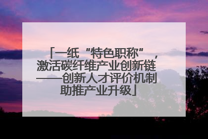 一纸“特色职称”，激活碳纤维产业创新链——创新人才评价机制 助推产业升级