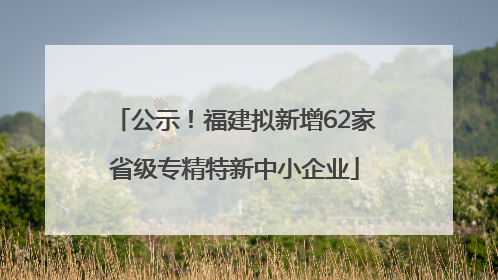 公示！福建拟新增62家省级专精特新中小企业