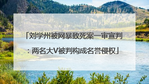 刘学州被网暴致死案一审宣判：两名大V被判构成名誉侵权