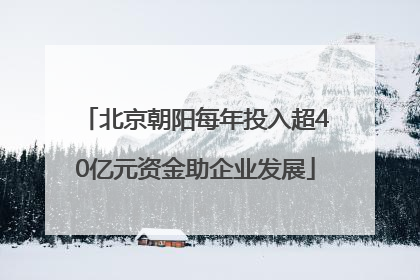 北京朝阳每年投入超40亿元资金助企业发展