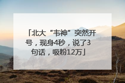 北大“韦神”突然开号,现身4秒,说了3句话,吸粉12万