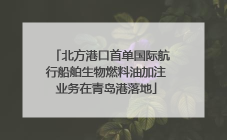 北方港口首单国际航行船舶生物燃料油加注业务在青岛港落地