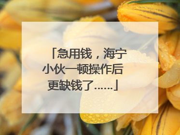 急用钱，海宁小伙一顿操作后更缺钱了……