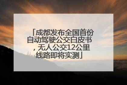 成都发布全国首份自动驾驶公交白皮书，无人公交12公里线路即将实测