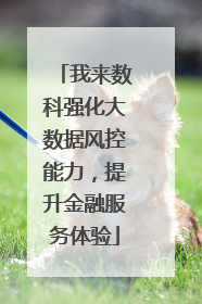 我来数科强化大数据风控能力，提升金融服务体验