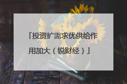 投资扩需求优供给作用加大（锐财经）