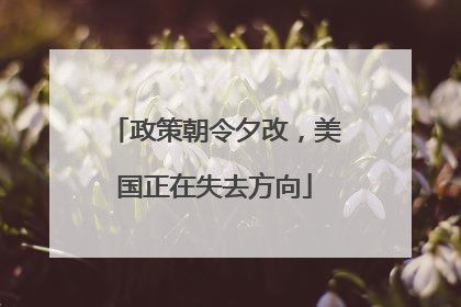 政策朝令夕改，美国正在失去方向