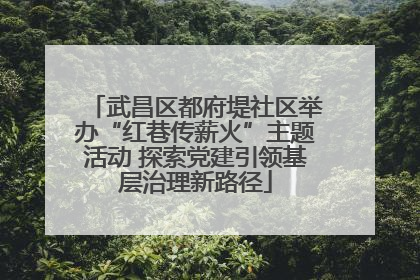 武昌区都府堤社区举办“红巷传薪火”主题活动 探索党建引领基层治理新路径