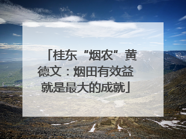 桂东“烟农”黄德文：烟田有效益就是最大的成就