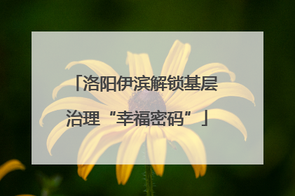 洛阳伊滨解锁基层治理“幸福密码”