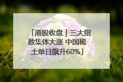 港股收盘｜三大指数集体大涨 中国稀土单日飙升60%