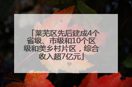 莱芜区先后建成4个省级、市级和10个区级和美乡村片区，综合收入超7亿元