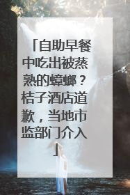 自助早餐中吃出被蒸熟的蟑螂？桔子酒店道歉，当地市监部门介入