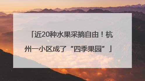 近20种水果采摘自由！杭州一小区成了“四季果园”