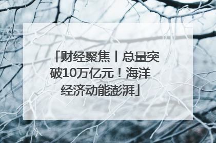 财经聚焦丨总量突破10万亿元！海洋经济动能澎湃