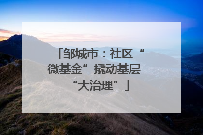 邹城市：社区“微基金”撬动基层“大治理”