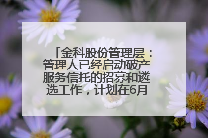 金科股份管理层：管理人已经启动破产服务信托的招募和遴选工作，计划在6月初召开评审会