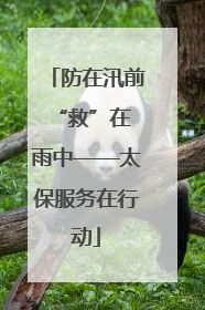 防在汛前 “救”在雨中——太保服务在行动
