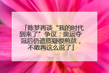 陈梦再谈“我的时代到来了”争议：奥运夺冠后仍遭质疑很煎熬，不敢再这么说了
