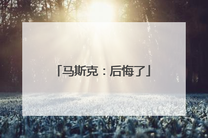 马斯克：后悔了