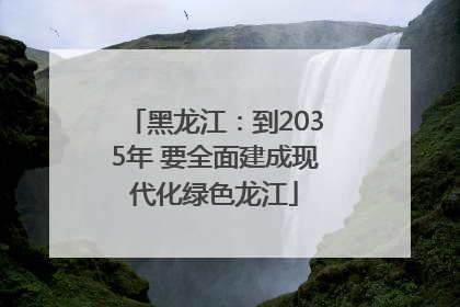 黑龙江：到2035年 要全面建成现代化绿色龙江